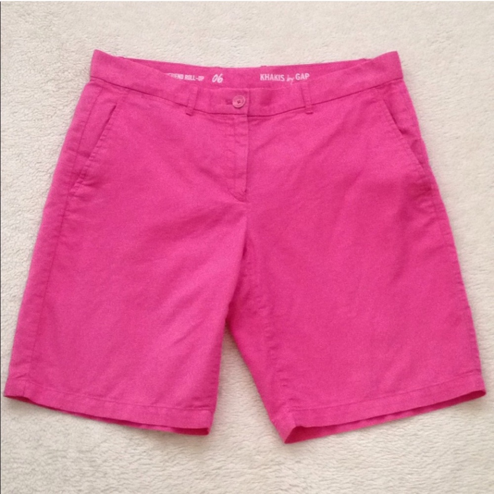 Gap Linen Boyfriend Roll Up Shorts